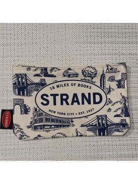 Strand Books Ivory Navy Canvas Toile NY City Print Essential Pencil Travel Case